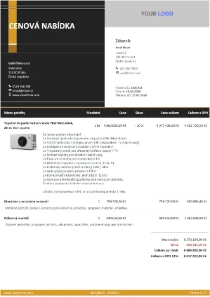Vzor cenovej ponuky