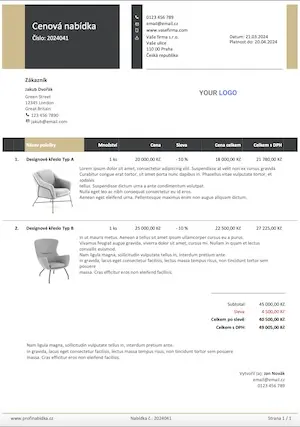 Vzor cenovej ponuky