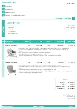 Vzor cenovej ponuky