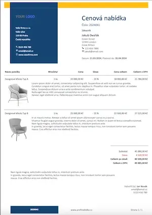 Vzor cenovej ponuky