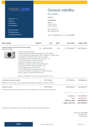 Vzor cenovej ponuky